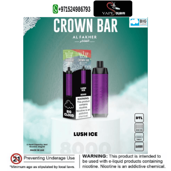 Al Fakher Lush Ice Crown Bar 8000 Puffs Disposable Vape